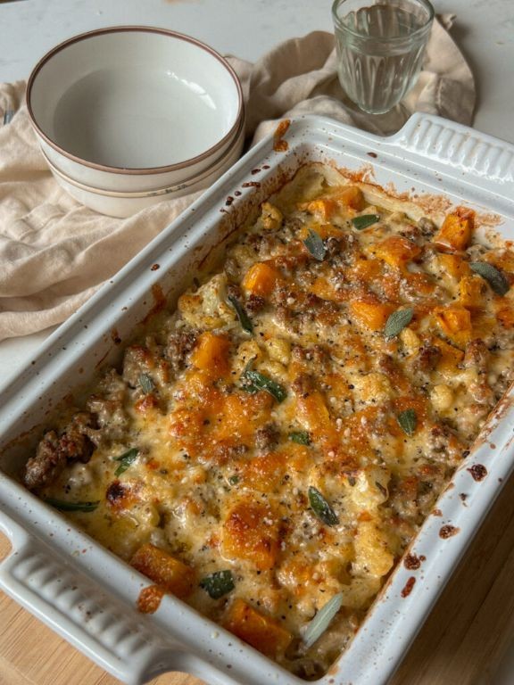 Loaded Squash Casserole with Sausage