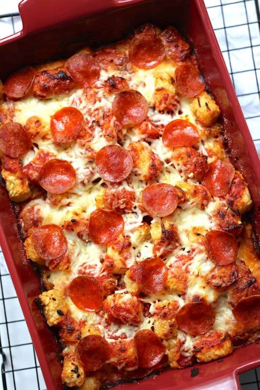Loaded Tater Tot Pizza with Pepperoni and Mozzarella