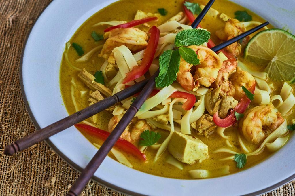 Malaysian Laksa with Shrimp and Tofu