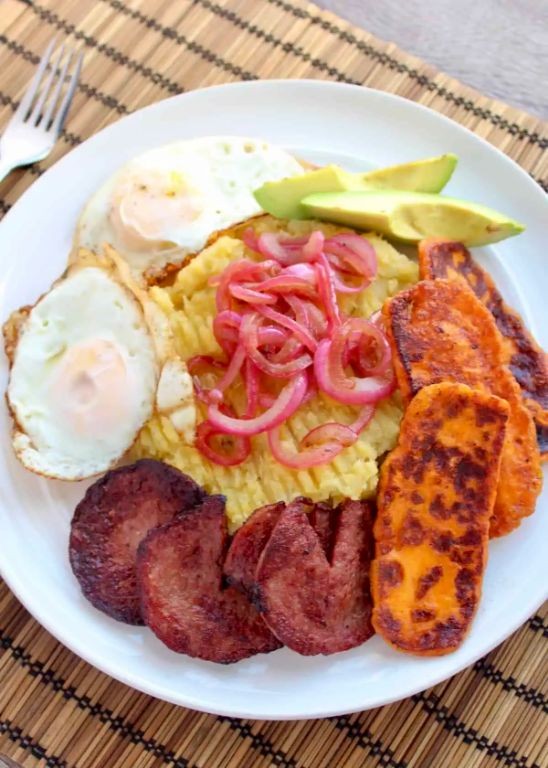 Mangú with Black Beans and Queso Fresco