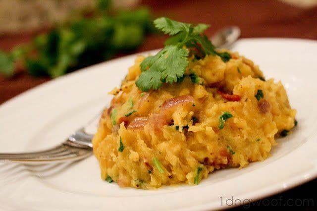 Mangú with Crispy Bacon and Scallions