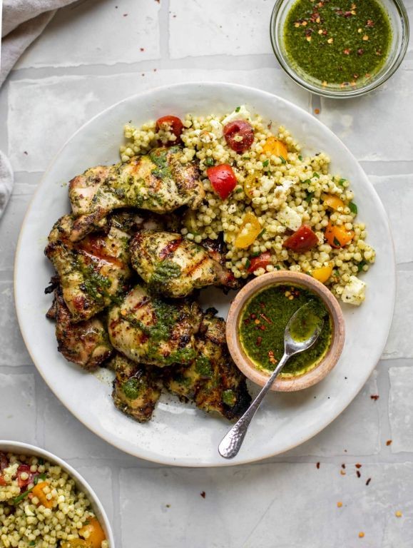 Mangú with Grilled Chicken and Chimichurri