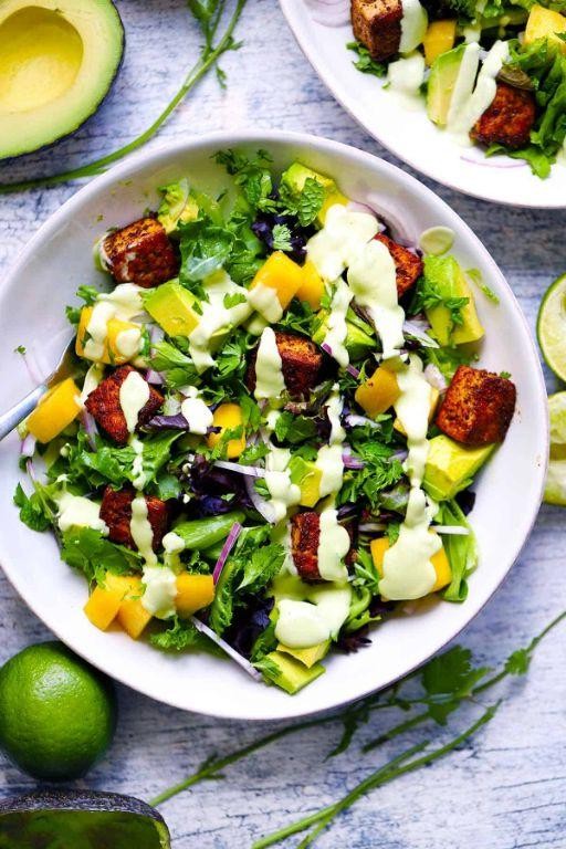 Mango avocado tofu salad
