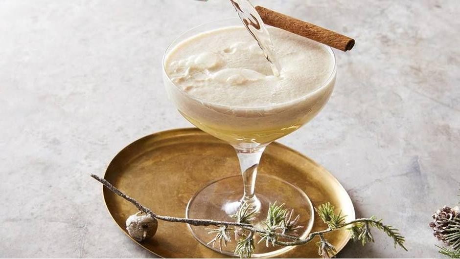 Maple Bourbon Eggnog Fizz
