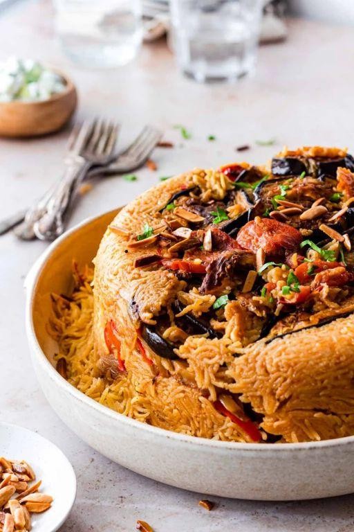 Maqluba with Quail and Saffron Infused Rice
