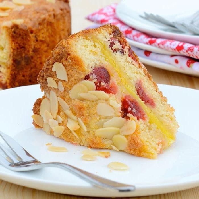 Marzipan and Cherry Coffee Cake