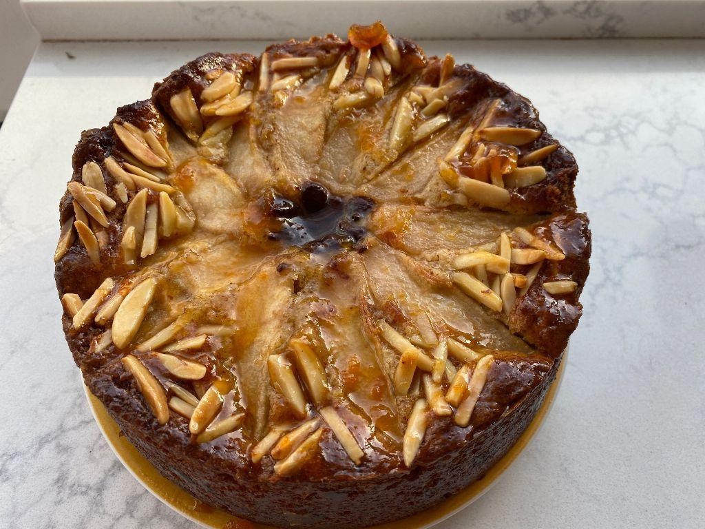 Marzipan and Pear Upside-Down Cake