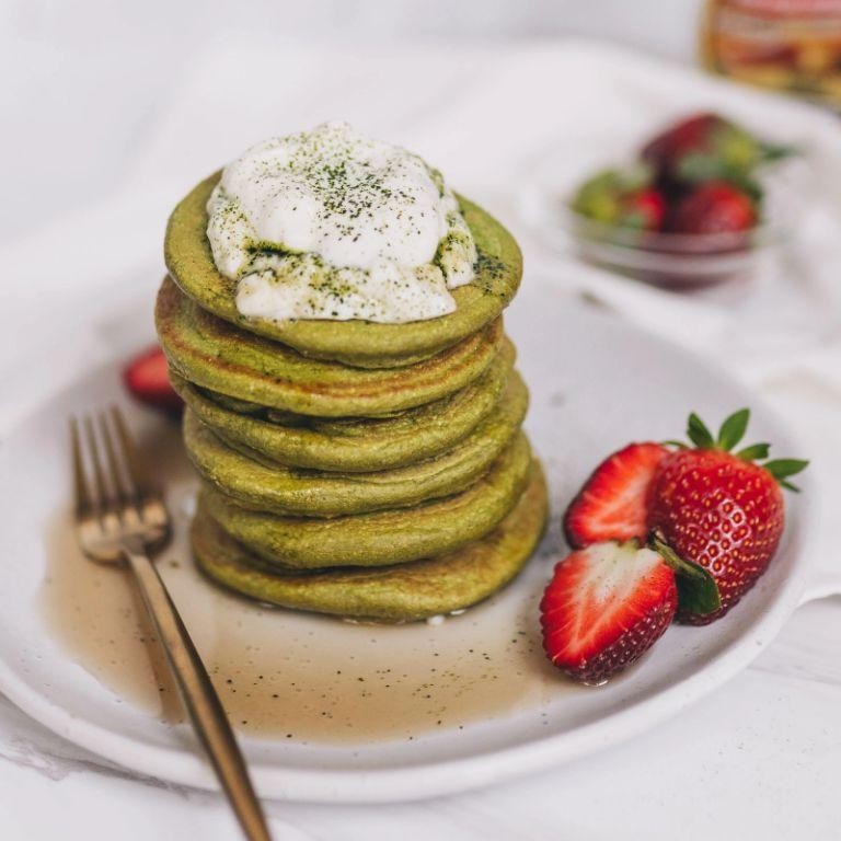 Matcha Green Tea Protein Pancakes