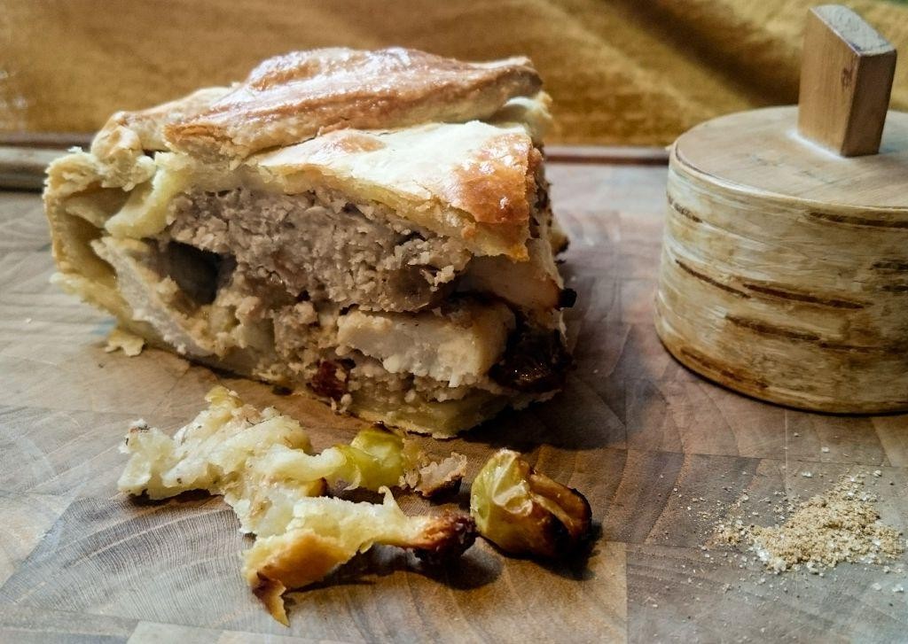 Medieval pork pie with spiced fruit