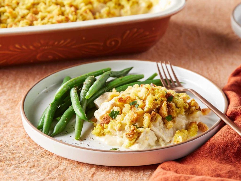 Mediterranean Chicken and Dressing Casserole