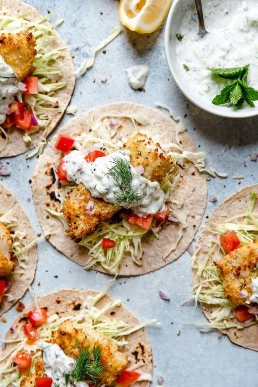 Mediterranean Fish Tacos with Tzatziki