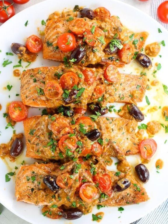 Mediterranean Salmon with Olives and Feta
