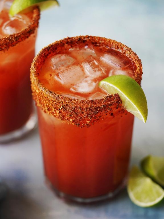 Michelada with Clamato and Worcestershire Sauce