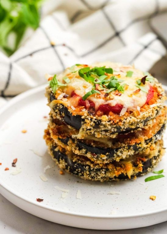 Mini Eggplant and Mozzarella Stacks