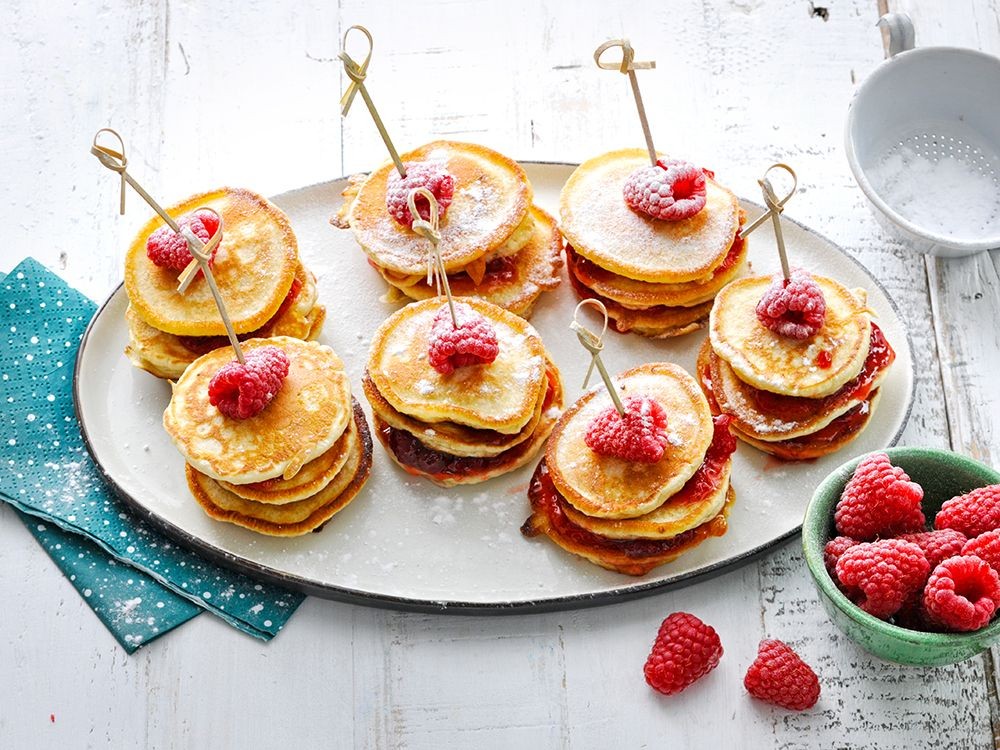 Mini Pancake Stacks with Syrup