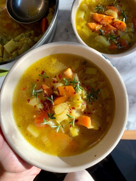Mongo and Leek Soup with Turmeric