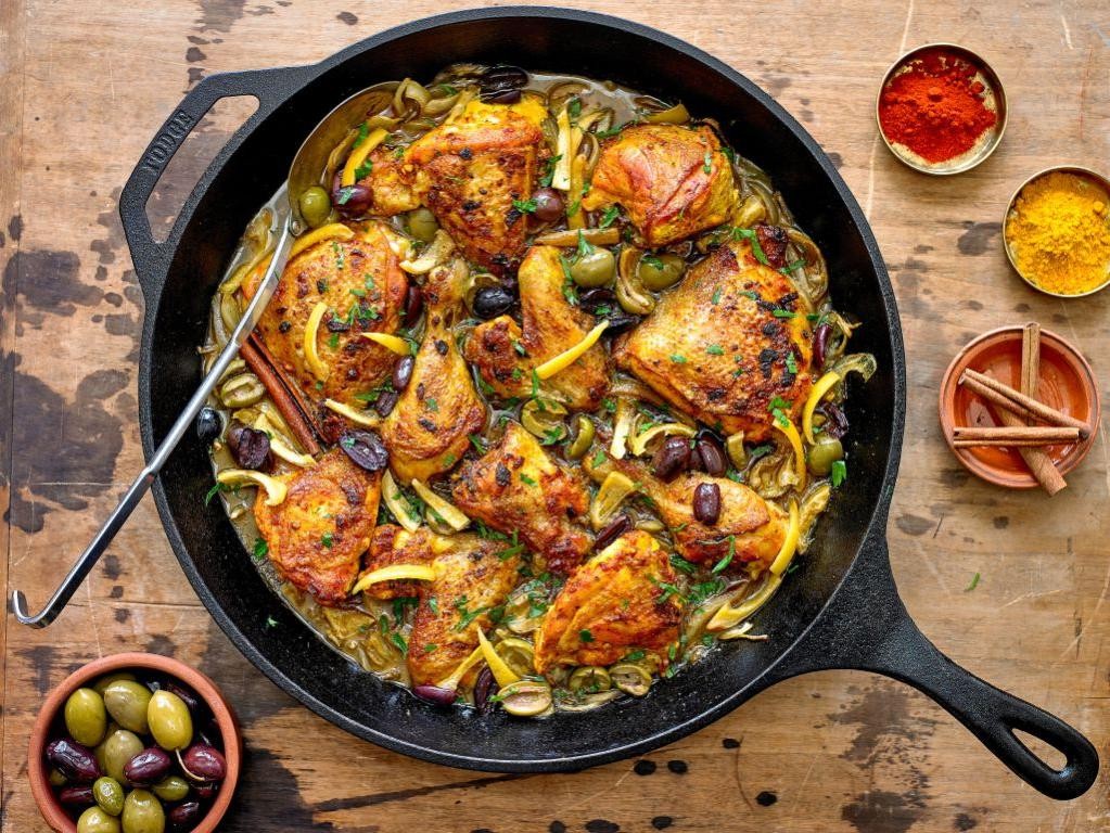 Moroccan olive and lemon chicken tagine