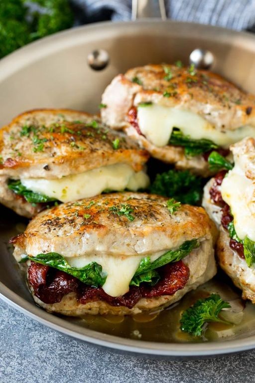 Mushroom and Spinach Stuffed Pork Chops