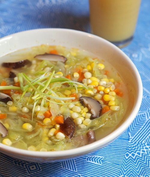 Napa Cabbage and Corn Chowder