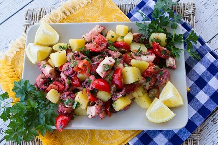 Octopus Salad with Potatoes and Olives