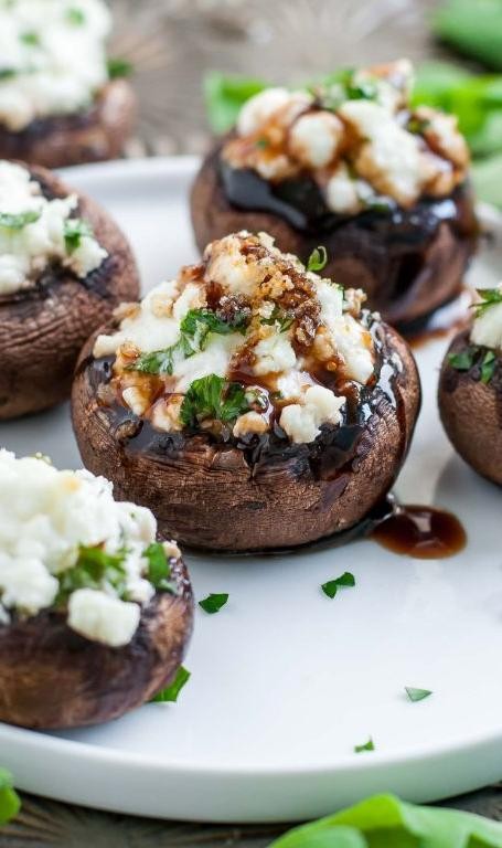 Olive and goat cheese stuffed mushrooms