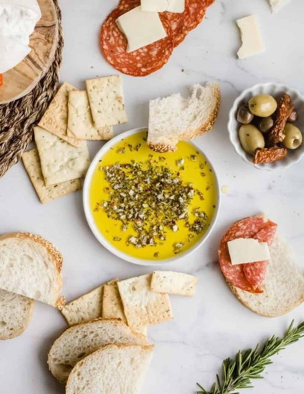 Olive and herb-infused olive oil dip