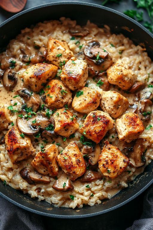 One-Pot Chicken Mushroom and Brown Rice