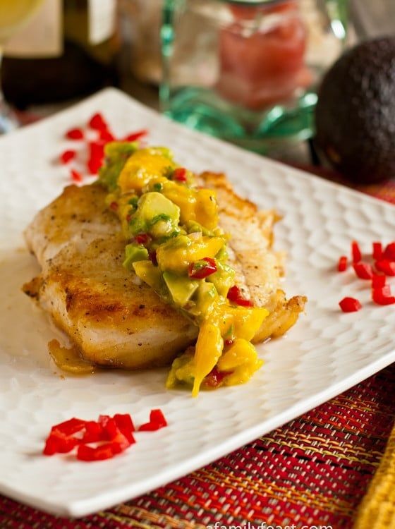 Pan-Fried Halibut with Mango Salsa