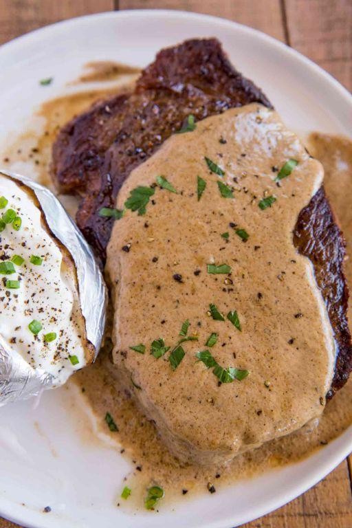 Pan-Seared Steak Diane with Brandy Cream Sauce