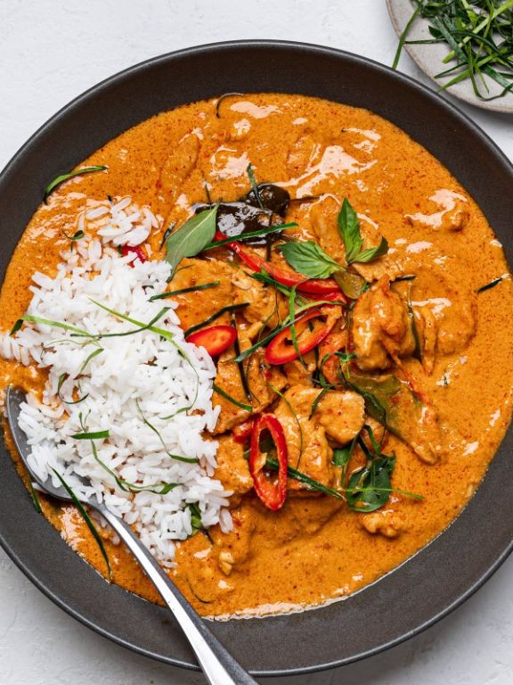 Panang Curry Chicken Thighs with Kaffir Lime