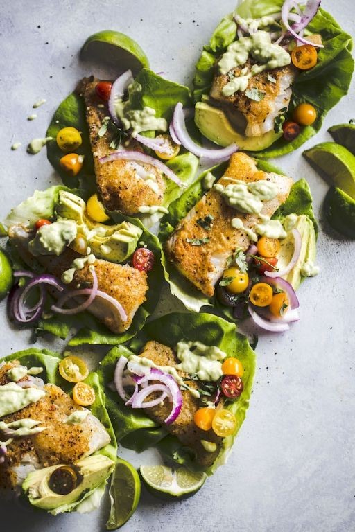 Panko Cod Lettuce Wraps