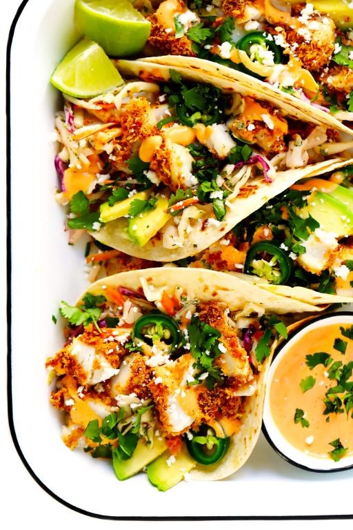 Panko Cod Tacos with Lime Crema