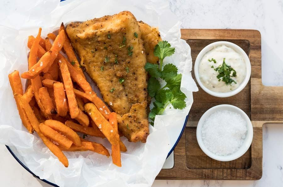 Panko Cod and Sweet Potato Fries