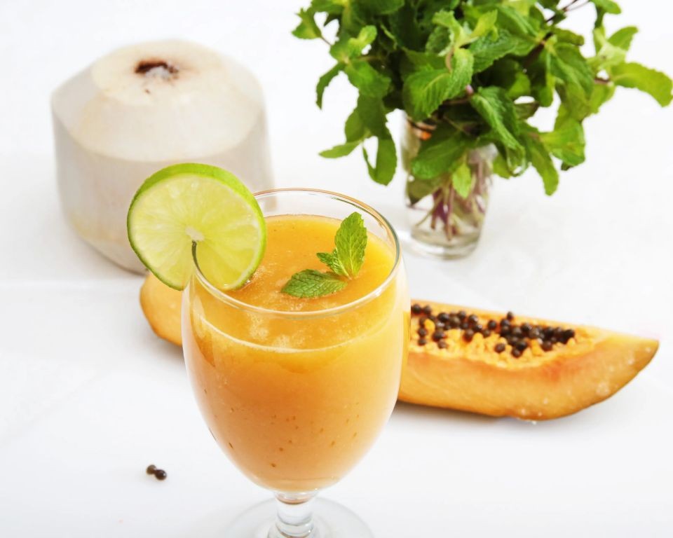 Papaya Lime Coconut Water Smoothie