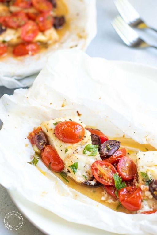 Parchment-Baked Mediterranean Fish with Olives