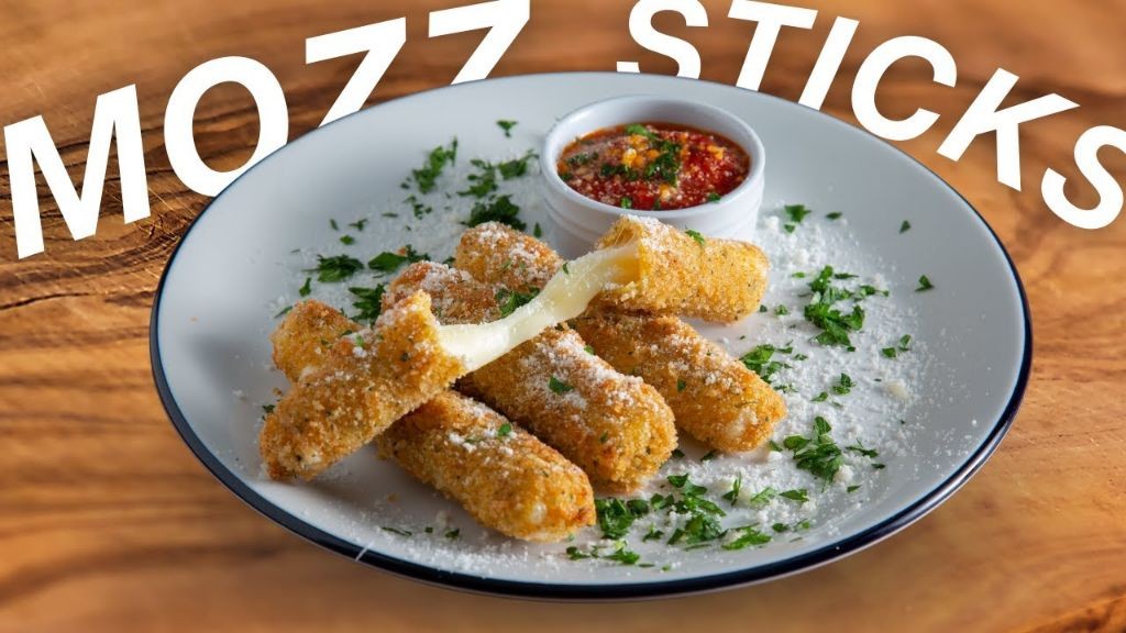 Parmesan-Crusted Mozzarella Sticks with Basil Dip