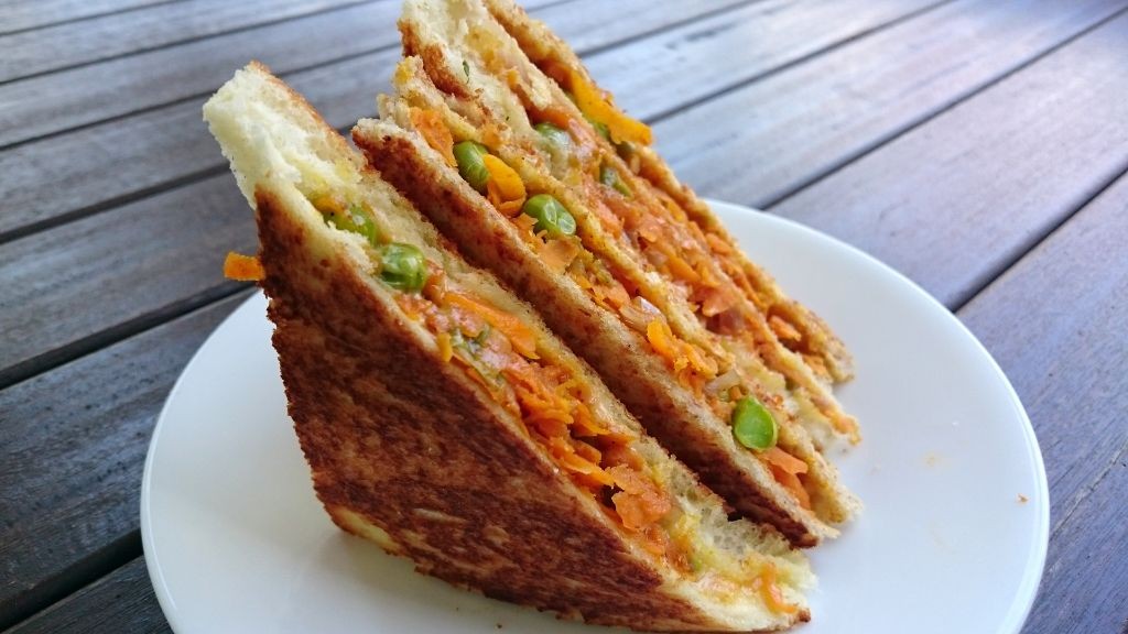 Pav Bhaji Grilled Cheese Sandwich