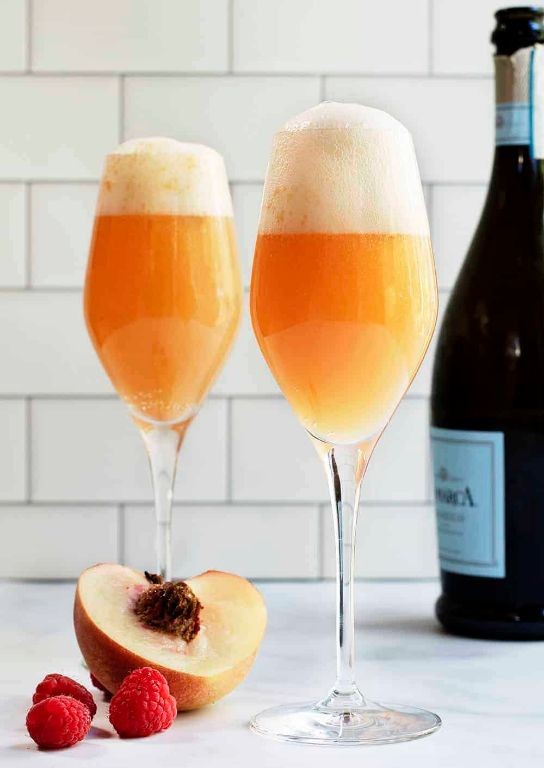 Peach Bellini Punch with Prosecco