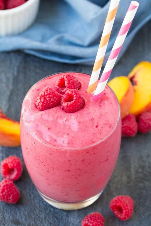 Peach Raspberry Honey Smoothie
