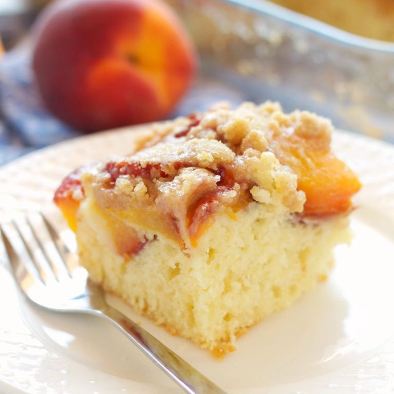 Peach Streusel Cake with Cinnamon