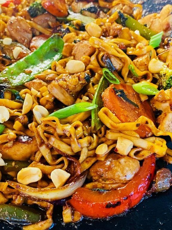 Peanut Satay Chicken Blackstone Stir Fry