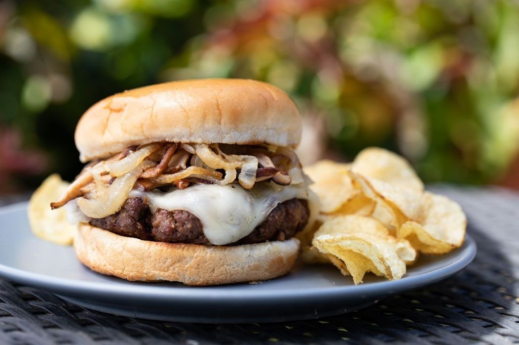 Peppercorn and Mushroom Grilled Hamburger