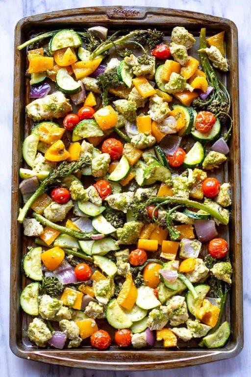 Pesto Chicken and Veggie Bake