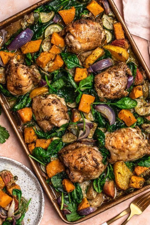 Pesto Chicken with Roasted Vegetables