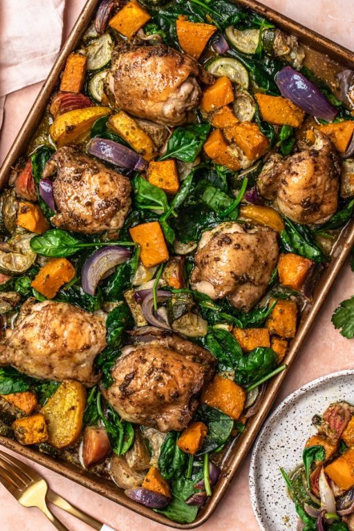 Pesto Chicken with Roasted Vegetables