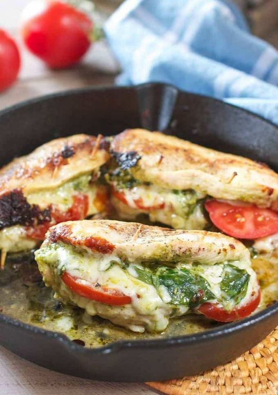 Pesto Stuffed Scored Chicken Breast