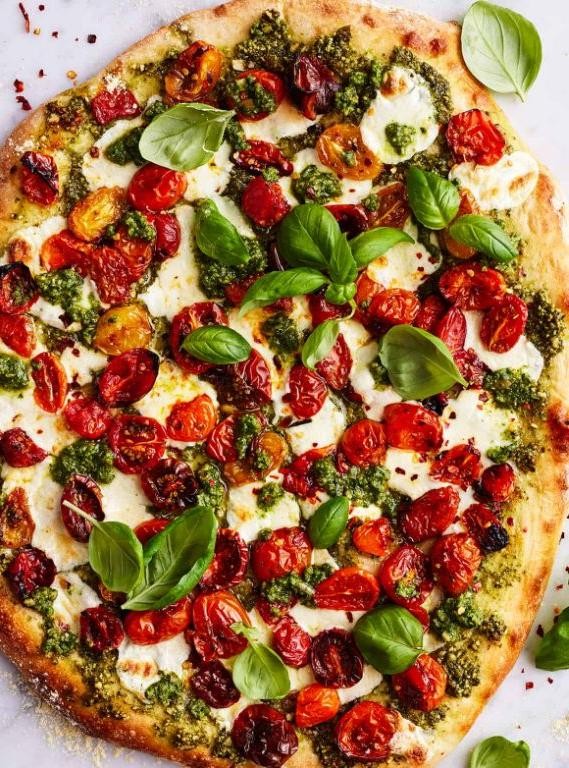 Pesto and Cherry Tomato Neapolitan Pizza