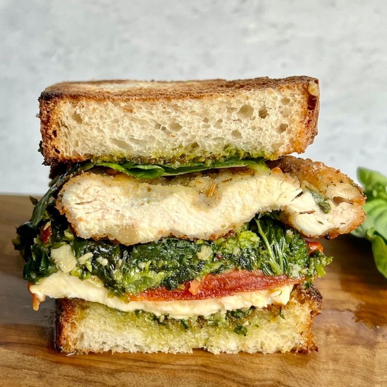 Pesto and Mozzarella Chicken Cutlet Sandwich