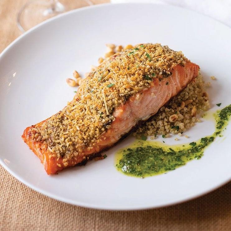 Pesto-Crusted Salmon with Parmesan