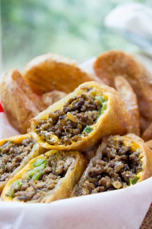 Philly Cheesesteak Stuffed Ground Beef Rolls